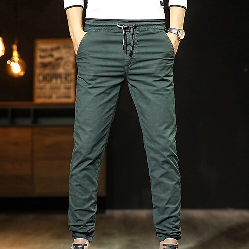 

Per uomo Pantaloni Chino Pantaloni da lavoro Tasche A cordoncino Polsino elastico Liscio Comfort Esterno Giornaliero Per uscire Di tendenza Streetwear Verde militare