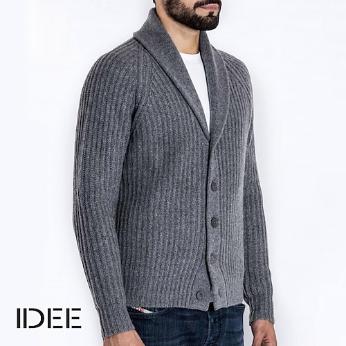 

Per uomo Felpa Cardigan Maglione Giacca maglione A coste Maglia Corto Pulsante Lavorato a maglia Liscio A V Streetwear Moda Esterno Giornaliero Abbigliamento Autunno inverno Nero Bianco S M L