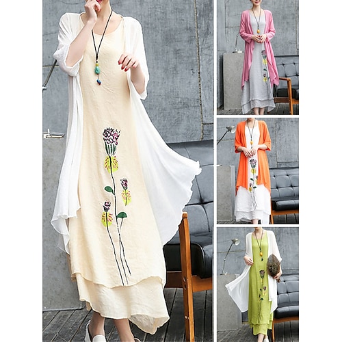 

Per donna Set di vestiti a due pezzi Abito casual Giornaliero Per uscire Informale Stampa Vestito longuette Girocollo Manica lunga Floreale Standard Arancione Verde Albicocca Estate Primavera M L XL