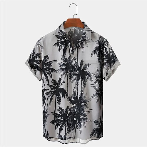 

Homme Chemise Chemise hawaïenne Cocotier Imprimés Photos Col rabattu Gris Extérieur Plein Air Manches courtes Bouton bas Imprimer Vêtement Tenue Tropique Mode Hawaïen Design