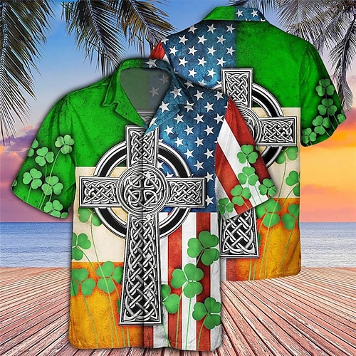 

Homme Chemise Chemise hawaïenne Imprimés Photos Jour de la Saint Patrick Fête de la St. Patrick Clover Col rabattu Vert Casual Vacances Manche Courte Bouton bas Imprimer Vêtement Tenue Tropique Mode