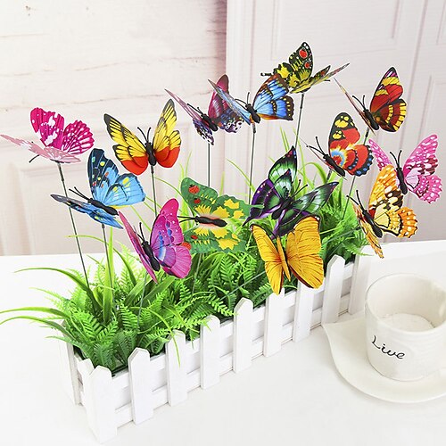 

10pcs double-layer 3d solid pvc stick butterfly