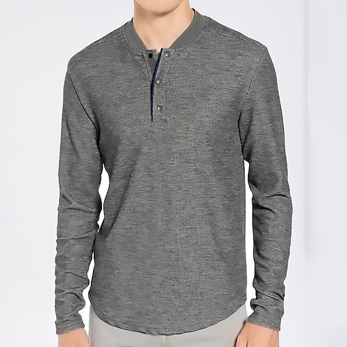 

Per uomo maglietta Camicia Henley Liscio Henley Da mare Per uscire Manica lunga Bottone giù Abbigliamento Moda Contemporaneo moderno Comoda