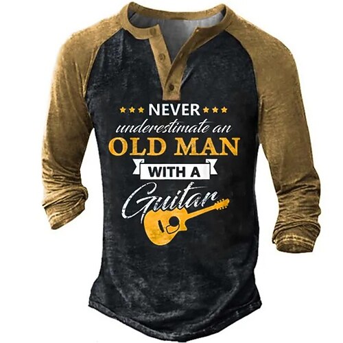 

Per uomo Camicia Henley Magliette Pop art Color Block Chitarra Henley Abbigliamento Stampa 3D Esterno Informale Manica lunga Collage Bottone giù Di tendenza Originale Comodo
