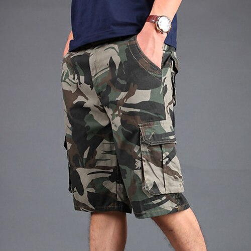 

Per uomo Pantaloncini modello cargo Pantaloncini Maglia da escursione Multi tasca Mimetico Comfort Traspirante Lunghezza del ginocchio Informale Giornaliero Per uscire 100% cotone Sportivo Moda Verde