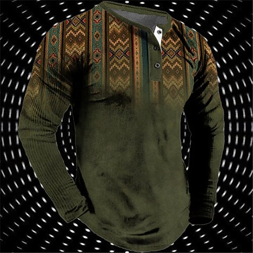 

Per uomo Plus Size Camicia Henley Grande e alto Pop art Henley Manica lunga Primavera & Autunno Essenziale Di tendenza Streetwear Comodo Informale Sport Top