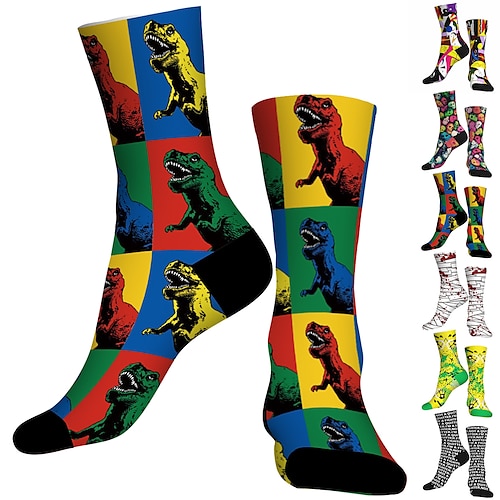 

Men's Women's Socks Athletic Socks Funny Socks Novelty Socks Bike / Cycling Breathable Anatomic Design Wearable 1 Pair Animal Cotton Black White Yellow S M L