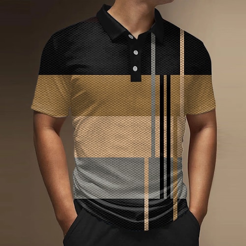 

Per uomo POLO Camicia da golf Golf Polo a nido d'ape Stampe astratte Geometria Collo ripiegabile Giallo Esterno Strada Maniche corte Bottone giù Stampa Abbigliamento Di tendenza Originale Informale