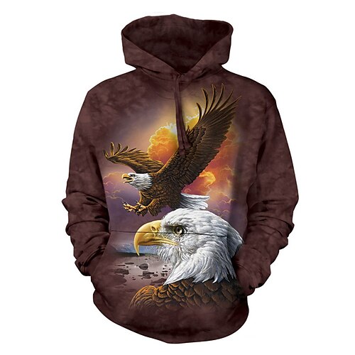 

Men's Pullover Hoodie Sweatshirt Brown Brown 2 Coffee Gray Brown 3 Hooded Graphic Prints Eagle National Flag Print Daily Sports 3D Print Basic Streetwear Designer Spring Fall Clothing Apparel