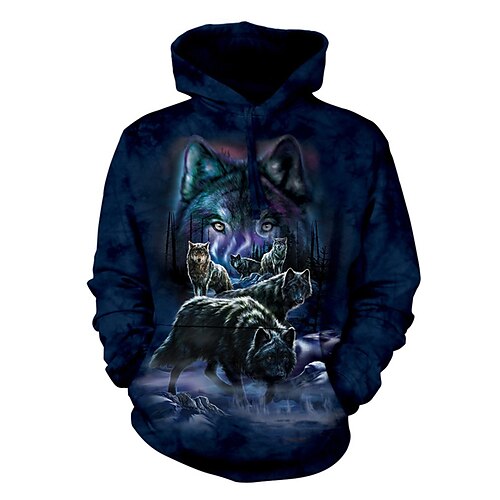 

Men's Pullover Hoodie Sweatshirt Royal Blue Blue Khaki Hooded Animal Wolf Graphic Prints Print Daily Sports 3D Print Basic Streetwear Designer Spring Fall Clothing Apparel Hoodies Sweatshirts