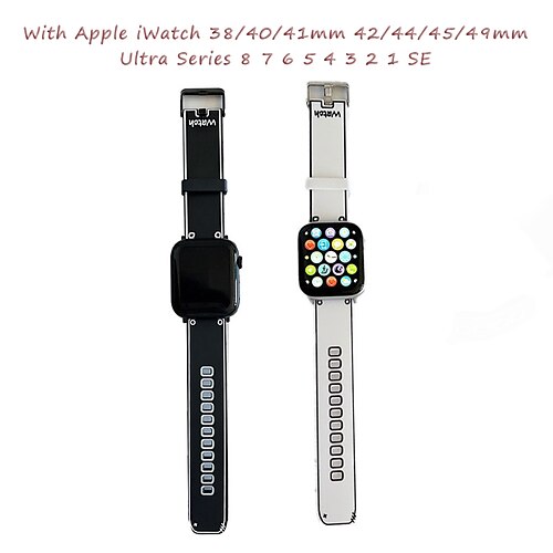 

Smart Watch Band Compatible with Apple iWatch 38/40/41mm 42/44/45/49mm Ultra Series 8 7 6 5 4 3 2 1 SE Sport Band for iWatch Smartwatch Strap Wristband Silicone Luxury Adjustable Breathable