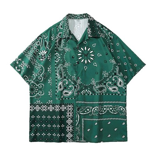 

Men's Shirt Summer Hawaiian Shirt Floral Graphic Prints Turndown Green Casual Holiday Short Sleeve Button-Down Print Clothing Apparel Tropical Fashion Hawaiian Soft