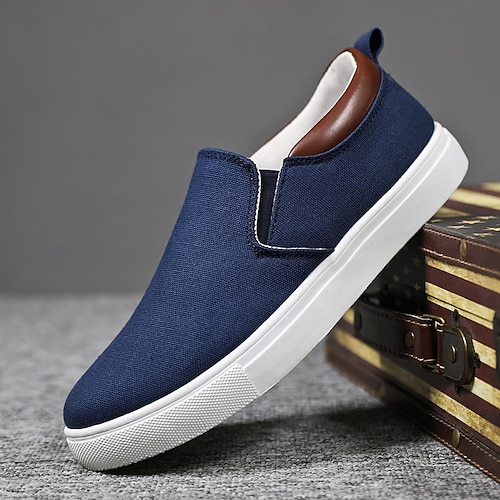 

Hombre Zapatos de taco bajo y Slip-On Casual Clásico Exterior Diario Tela Tela Elástica Negro Blanco Rojo Otoño Primavera