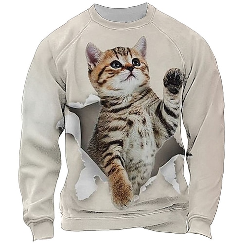 

Per uomo Felpa Maglione Rosa Blu marino Cachi Azzurro Girocollo Animali Gatto Stampe astratte Collage Stampa Giornaliero Sport Per eventi Stampa 3D Streetwear Originale Informale Primavera & Autunno