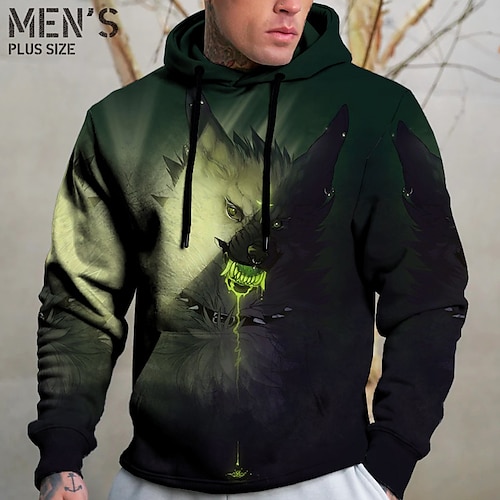 

Per uomo Plus Size Felpa con cappuccio pullover Grande e alto Animali Con cappuccio Manica lunga Primavera & Autunno Essenziale Di tendenza Streetwear Comodo Da tutti i giorni Da mare Top