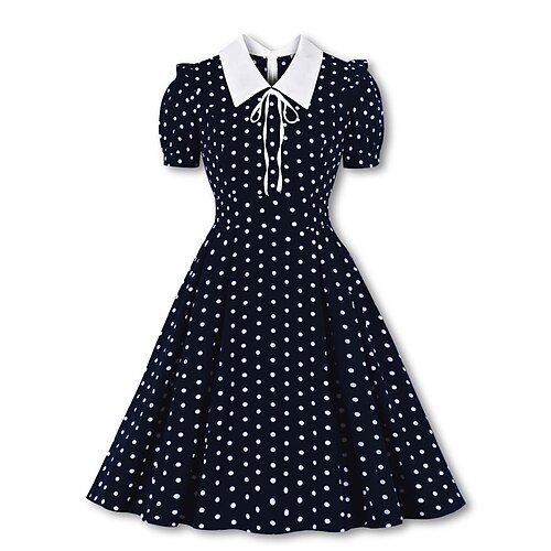 

Per donna Elegante Retrò Abito vintage Mini abito Esterno Per eventi Increspato Collage A pois A V Manica corta Standard Estate Primavera 2023 Giallo scuro Blu oceano S M L XL