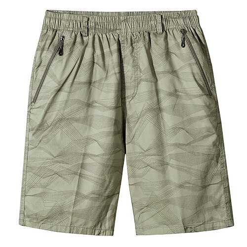 

Per uomo Pantaloncini da spiaggia Pantaloncini casual Vita elastica Tasca con cerniera Stampe astratte Comfort Esterno Giornaliero Per uscire 100% cotone Di tendenza Streetwear Verde militare Verde