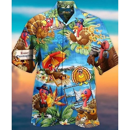 

Homme Chemise Chemise hawaïenne Imprimés Photos Plage Col rabattu Bleu Casual Sortie Manches courtes Bouton bas Imprimer Vêtement Tenue Tropique Hawaïen Design Casual