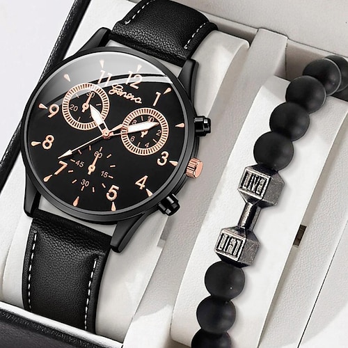 

Men Quartz Watch Chronograph Casual Business Wristwatch Chronograph Waterproof Leather Strap Watch