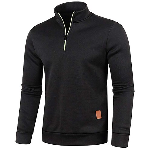 

Men's Zip Hoodie Sweatshirt Zip Sweatshirt Wine Red Black Light Grey Dark Gray Navy Blue Half Zip Plain Drawstring Sports Outdoor Sports Streetwear Streetwear Casual Big and Tall Fall Winter