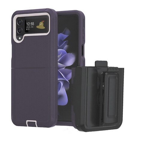 

Phone Case For Samsung Galaxy Z Flip 4 Z Flip 3 Portable Anti-lost Four Corners Drop Resistance Solid Colored TPU PC With Back Clip