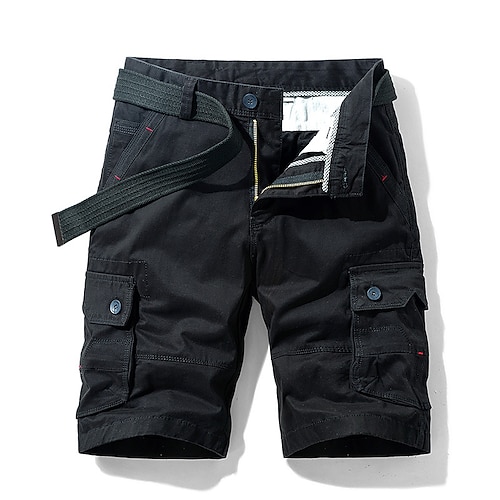 

Homens Bermuda Cargo Calção Shorts de Trilha Bolso multi Perna reta Cor Sólida Conforto Vestível Comprimento do joelho Ao ar livre Diário 100% Algodão Esportes à moda Preto Azul