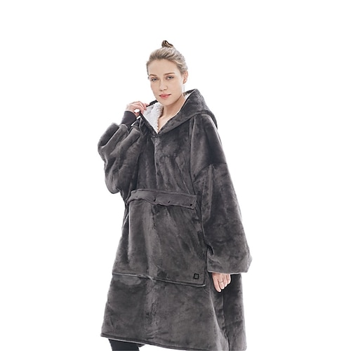 

Cross-border Hoodie Large Size Usb Heating Hooded Lazy Blanket Flannel Double Layer Thick Heatable Lazy Clothes
