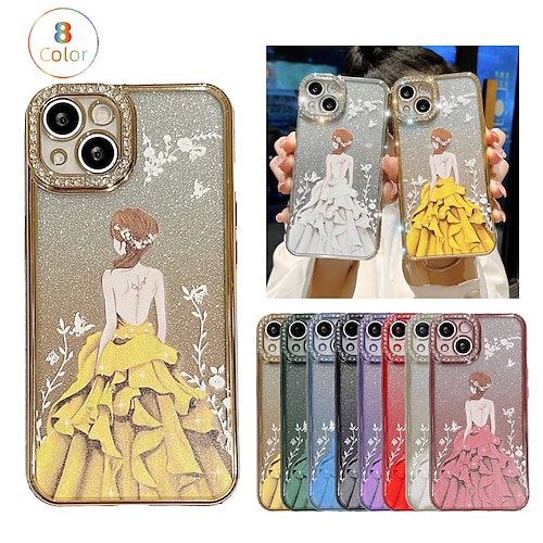 

telefon Etui Til Apple Bagcover iPhone 14 Pro Max Plus 13 12 11 Mini X XR XS 8 7 Rhinsten Helkropsbeskyttelse Glitterskin Glitterskin Krystal diamant TPU PC