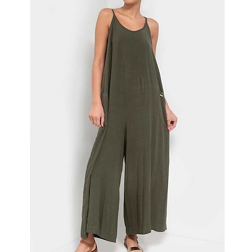 

tuta da donna basic da giorno a gamba larga blu navy tinta unita