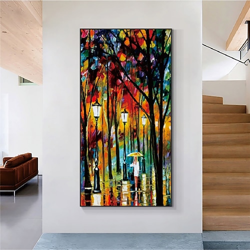 

fait à la main peint à la main art mural abstrait moderne leonid afremov paysage de la ville décoration de la maison décor toile roulée pas de cadre non étiré