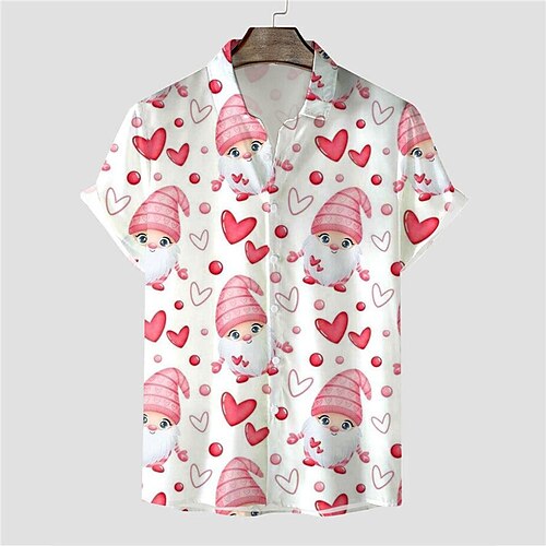 

Men's Shirt Summer Hawaiian Shirt Heart Letter Graphic Prints Turndown White Wine Red Fuchsia Street Casual Short Sleeves Button-Down Print Clothing Apparel Tropical Fashion Hawaiian Designer