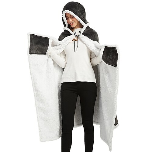 

Double-layer Thickened Flannel Shawl Lunch Break Blanket Hooded Home Leisure Lazy Sofa Tv Blanket