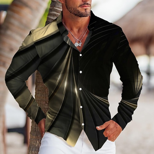 

Herren Hemd Grafik-Drucke Geometrie Umlegekragen Gelb Blau Grün Grau Outdoor Strasse Langarm Button-Down Bedruckt Bekleidung Sport Modisch Strassenmode Designer