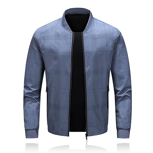 

Hombre Chaqueta de bombardero Ropa Cotidiana Vacaciones Duradero Casual / Diario Bolsillo Primavera Otoño Plaid Confort Ocio Cuello Mao Regular Negro Azul Oscuro Azul Claro Chaquetas