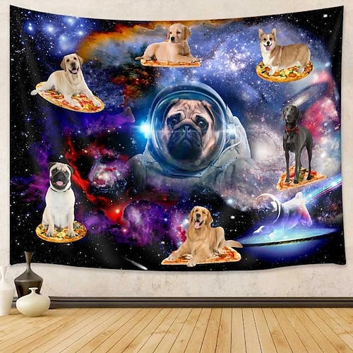 

divertente arazzo da parete decorazioni artistiche cani universo pizza da appendere alla parete sfondo tenda casa camera da letto soggiorno decorazione