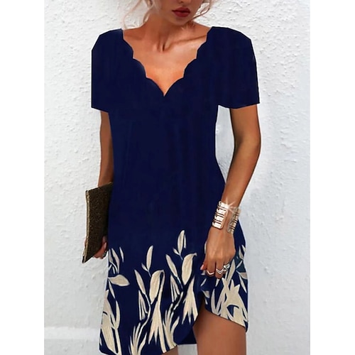 

Per donna Vestito casual Abito a T shirt Abito stampato Floreale Stampa A V Mini abito Attivo Di tendenza Esterno Giornaliero Manica corta Standard Blu scuro Primavera Estate S M L XL XXL