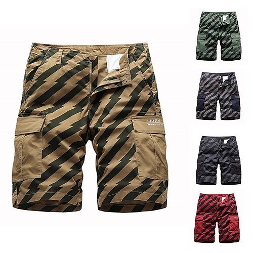 

Men's Cargo Shorts Shorts Hiking Shorts Multi Pocket Straight Leg Print Comfort Wearable Outdoor Daily 100% Cotton Sports Stylish Black Army Green