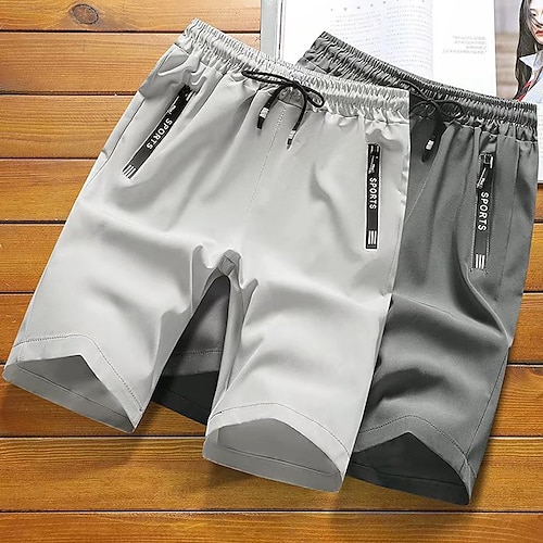 

Homme Short athlétique Short actif Shorts décontractés Cordon Taille elastique Poche zippée Lettre Confort Séchage rapide Extérieur du quotidien Sortie Mode Vêtement de rue Noir Gris Clair