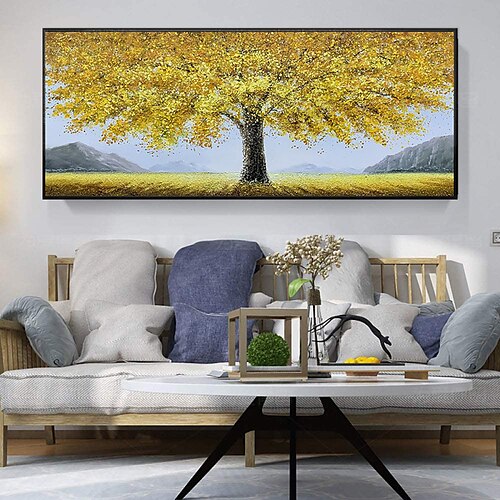 

Handmade Oil Painting Canvas Wall Art Decoration Modern Big Golden Tree Landscape for Home Decor Rolled Frameless Unstretched Painting