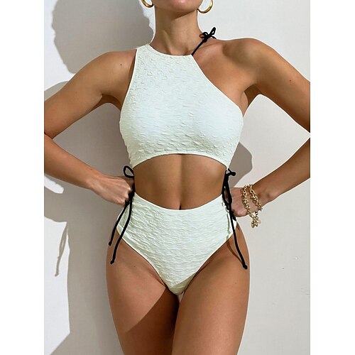 

Women's Swimwear Bikini Normal Swimsuit 2 Piece Solid Color Apricot Bathing Suits Sports Summer