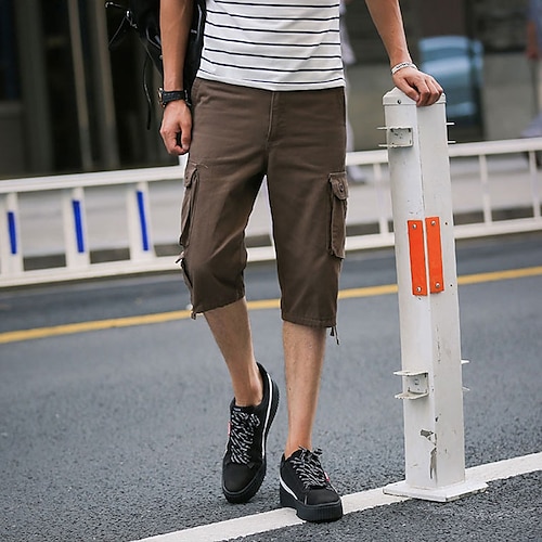 

Men's Cargo Shorts Shorts Capri Pants Hiking Shorts Multi Pocket Straight Leg Solid Colored Comfort Wearable Calf-Length Outdoor Daily 100% Cotton Sports Stylish Black Army Green