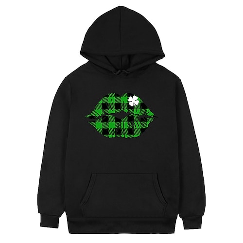 

St. Patrick's Day kløver irsk Hattetrøje Animé Lomme foran Graphic Hattetrøje Til Herre Dame Unisex Voksne Varmstempling 100% Polyester Fritid / hverdag