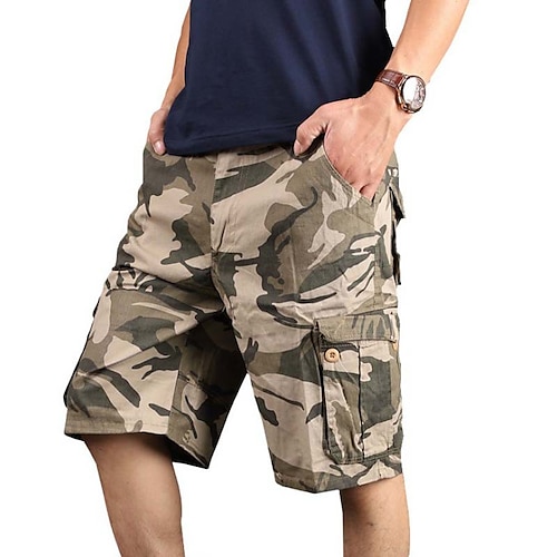 

Men's Cargo Shorts Shorts Hiking Shorts Multi Pocket Straight Leg Solid Colored Comfort Wearable Knee Length Outdoor Daily 100% Cotton Sports Stylish White Yellow