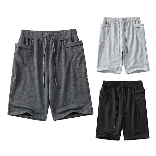 

Herre Atletisk shorts Aktiv shorts Svette shorts Lomme Snorer Ensfarget Komfort Anvendelig Knelengde utendørs Daglig Gatemote Fritid Svart lysegrå Mikroelastisk