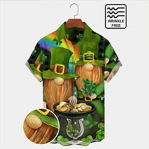 

Per uomo Camicia Camicia hawaiana Cartoni animati Floreale Stampe astratte Clover Collo ripiegabile Verde Esterno Strada Maniche corte Bottone giù Stampa Abbigliamento Tropicale Di tendenza Hawaiano