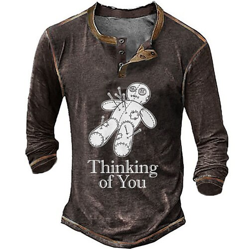 

Per uomo Camicia Henley Magliette Pop art Cartoni animati Henley Abbigliamento Stampa 3D Esterno Informale Manica lunga Bottone giù Stampa Di tendenza Originale Comodo