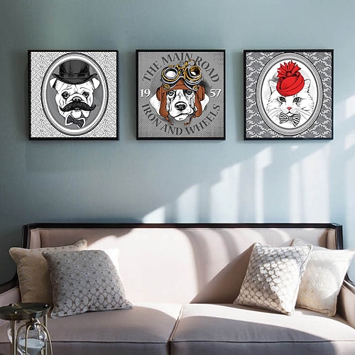 

3 Panels Animal Prints Wall Art Modern Picture Home Decor Wall Hanging Gift With Inner Frame 12'' x 12'' (30x30cm)