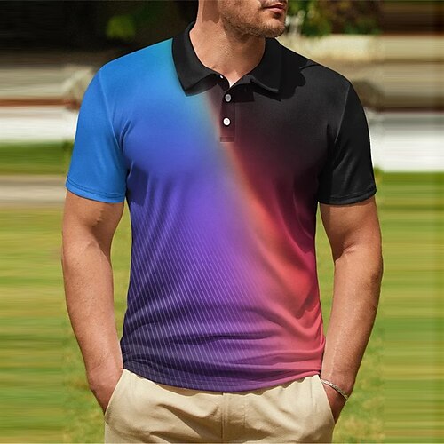 

Per uomo POLO Camicia da golf Golf Gradiente Stampe astratte Collo ripiegabile Viola Esterno Strada Maniche corte Bottone giù Stampa Abbigliamento Di tendenza Originale Informale Morbido