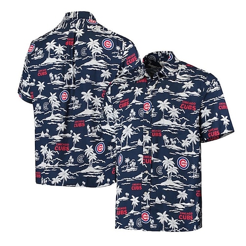 

Men's Shirt Summer Hawaiian Shirt Coconut Tree Graphic Prints Turndown Navy Blue Street Casual Short Sleeves Button-Down Print Clothing Apparel Tropical Fashion Hawaiian Designer