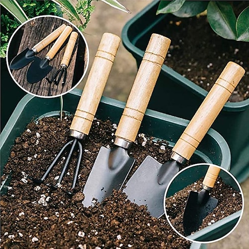 

10 piezas mini macetas de jardinería herramientas pequeña pala de mano pala rastrillo conjunto de trabajo de jardinería niños juguetes regalos para suculentas hierbas de cactus plantas en miniatura de interior